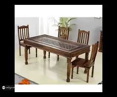Solid Wood Dining Table Set (4 Seater)